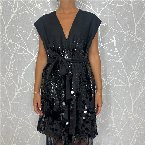 Gilet Lungo Allacciato In Vita Con Paillettes Art. Tf0693, Taglia: U, Colore: ANTRACITE