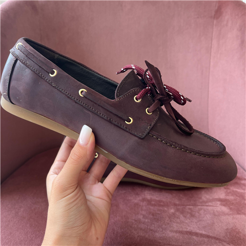 Mocassino Con Doppio Laccio Sul Davanti Art. Sm90, Taglia: 38, Colore: BORDEAUX