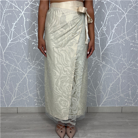 Gonna Pareo In Tulle Con Ricami Damascati Lurex