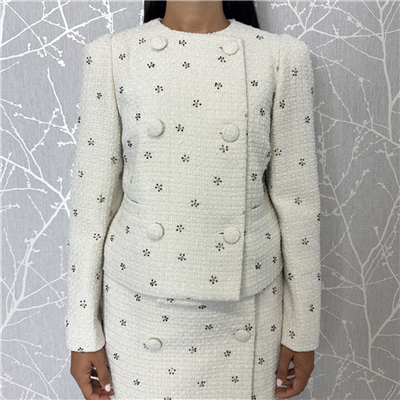 Giacca Corta Boucle'' Con Ricamo Micro Paillettes