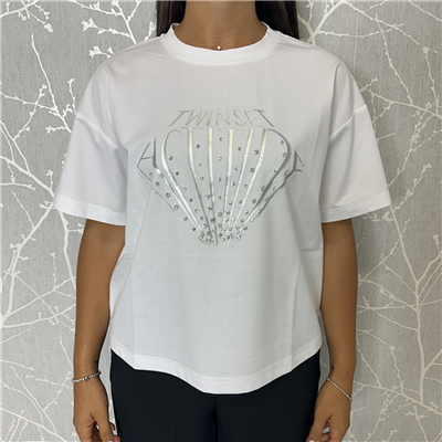 T-shirt Con Stampa E Strass