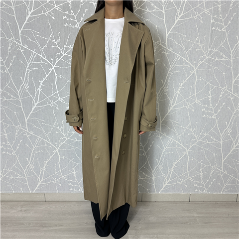 Trench Lungo Doppiopetto, Taglia: 40, Colore: VERDE OLIVA