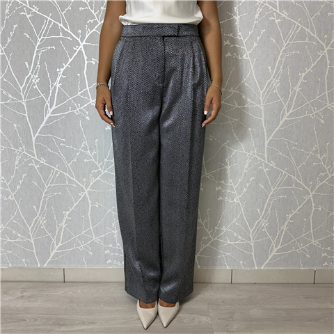 Pantalone Laminato Ampio Con Doppia Pinces, Taglia: S, Colore: NERO