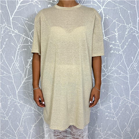 Maxi T-shirt Spalline Lurex Art. Avsn143, Taglia: S, Colore: ORO