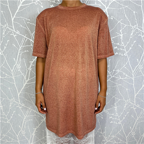Maxi T-shirt Spalline Lurex Art. Avsn143, Taglia: M, Colore: PEPE ROSA