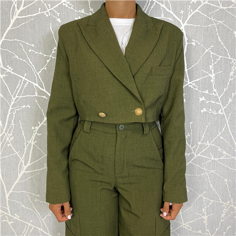 Giacca Crop Doppiopetto Art. Jsop014, Taglia: M, Colore: MILITARE