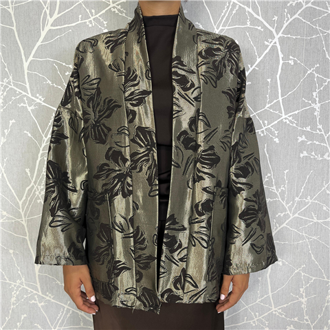 Kimono Jaquard Floreale Over Con Tasche Applicate Art. Kjkp075, Taglia: U, Colore: MORO
