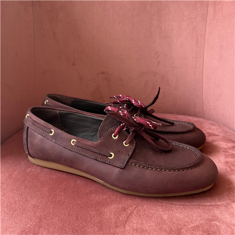 Mocassino Con Doppio Laccio Sul Davanti Art. Sm90, Taglia: 38, Colore: BORDEAUX