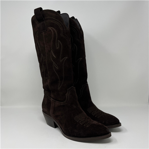 Stivale Texano Scamosciato Con Ricami Sul Gambale Art. So723