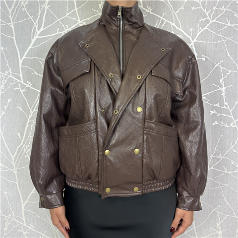 Giubbotto Bomber Ecopelle Art. Ff582, Taglia: M, Colore: MORO