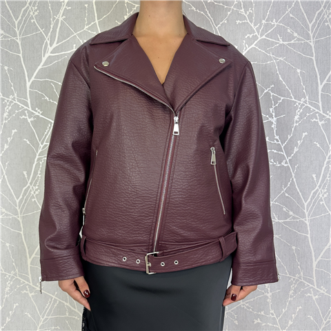 Giubbotto Biker Imbottito Effetto Martellato Art. 224134.25, Taglia: M, Colore: BORDEAUX