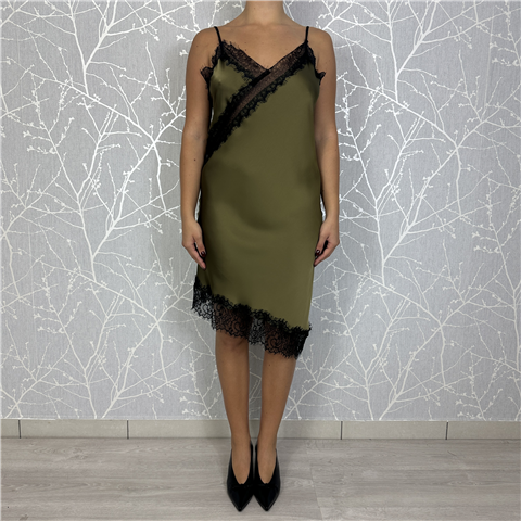 Abito Asimmetrico Con Particolari In Pizzo Fw250029, Taglia: M, Colore: ARMY