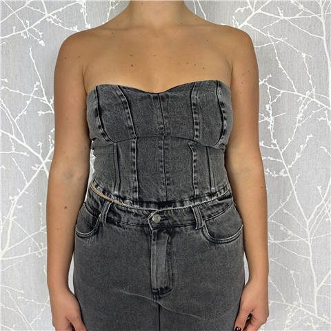 Top A Fascia Con Elastico Sul Retro Art. W25t396, Taglia: M, Colore: DENIM BLACK