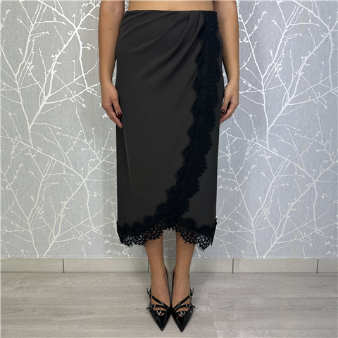 Gonna Con Pizzo E Drappeggio Art. Fw250019, Taglia: M, Colore: CIOCCOLATO