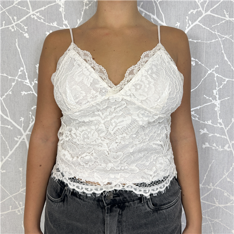 Top In Pizzo Con Bretellina Regolabile Art. Fw250039, Taglia: S, Colore: BURRO