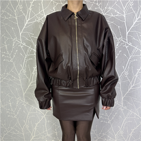 Bomber In Ecopelle Art. Sd5071, Taglia: M, Colore: BROWN