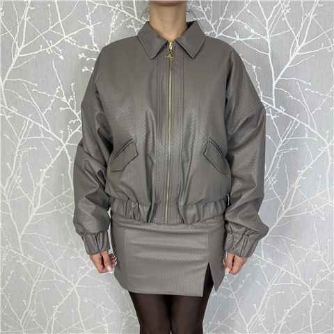 Bomber In Ecopelle Art. Sd5071, Taglia: M, Colore: TAUPE