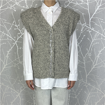 Gilet Over In Filo Con Applicazioni Gioiello Art. Lfpp024 Gilet Over In Filo Con Applicazioni Gioiello Art. Lfpp024