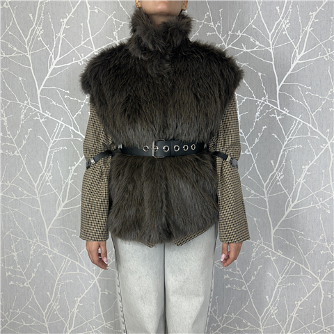 Gilet In Ecopelliccia Con Cintura Art. Lnop023