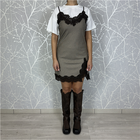 Abito Corto Sottoveste Con Pizzo Art Amap060, Taglia: M, Colore: FANTASIA