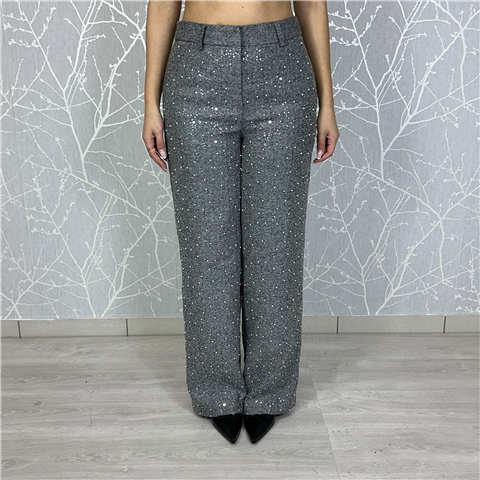 Pantalone Ampio Spigato Con Applicazioni Art. Tf0104