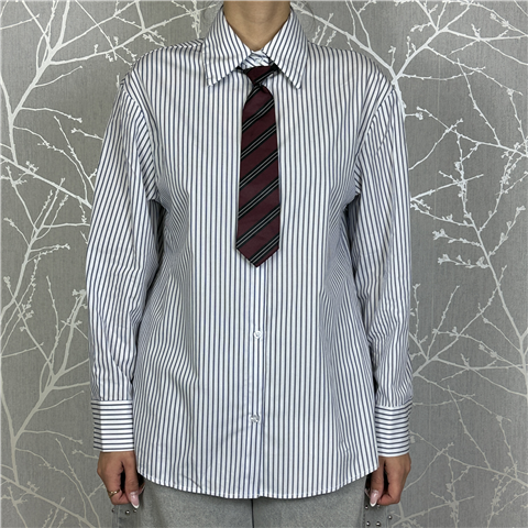 Camicia Con Cravatta Fantasia Riga Art. Tf1667, Taglia: M, Colore: BLU/BORDEAUX
