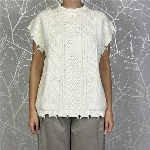 Gilet In Maglia Con Trecce E Rotture Art. 55150f