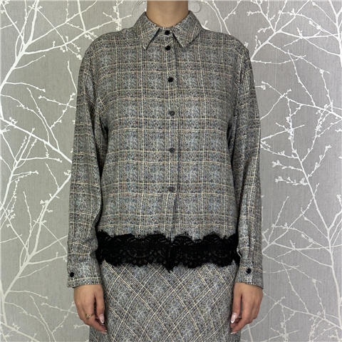 Camicia Over Corta Con Pizzo Art. Cmap098, Taglia: M, Colore: BIANCO/NERO