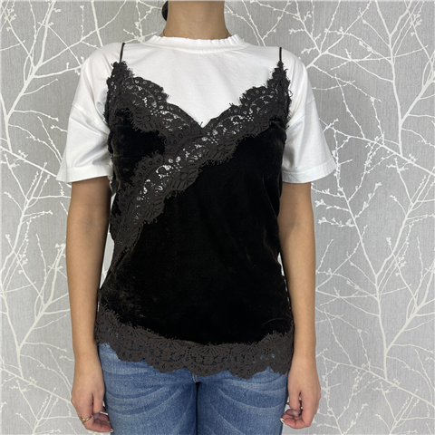 Top Asimmetrico Con Inserti In Pizzo Art. Rmap049, Taglia: M, Colore: MORO
