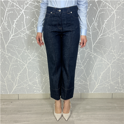 Jeans Cropped Dritto Con Orlo E Risvolto Ampio Art. 252ap2453
