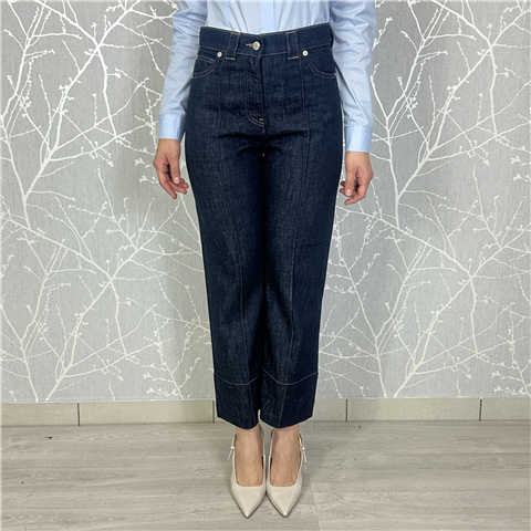Jeans Cropped Dritto Con Orlo E Risvolto Ampio Art. 252ap2453