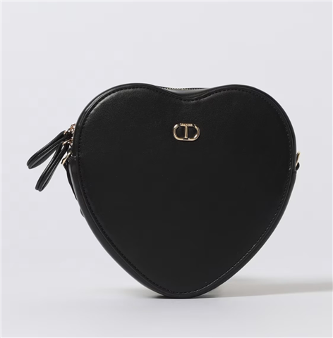 Mini Borsa A Cuore Con Tracolla, Taglia: U, Colore: NERO