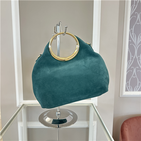 Borsa In Pelle Scamosciata Con Manico Ad Anello Art. 6054