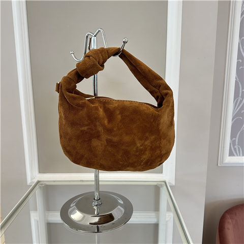 Borsa In Pelle Scamosciata Con Nodo Art. 6070, Taglia: U, Colore: CUOIO