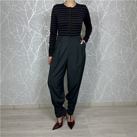 Pantalone Palazzo Con Pences Regolabile Alla Caviglia Art. M38f1055, Taglia: M, Colore: ANTRACITE