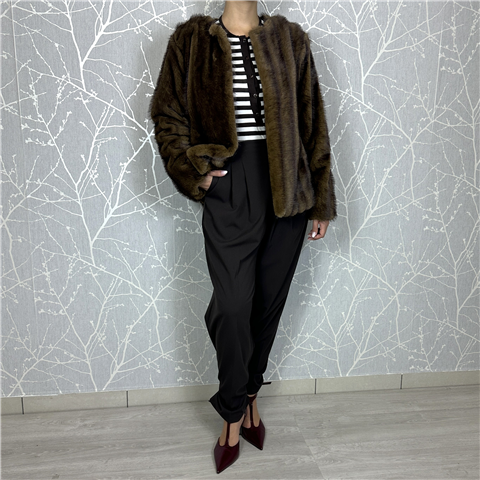 Ecopelliccia Senza Collo Art. D38v0910, Taglia: S, Colore: COGNAC