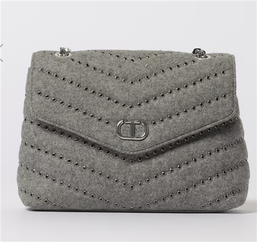 Tracolla In Feltro Trapuntato Con Borchie, Taglia: U, Colore: GRIGIO