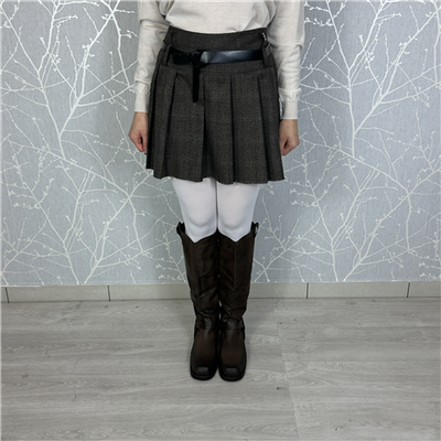 Minigonna A Pieghe Check Con Cintura In Vita Art. D38n0723