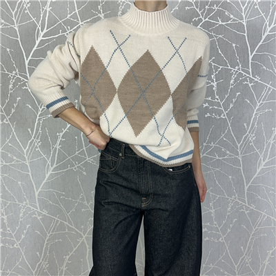 Maglioncino A Rombi Con Mezzo Collo Art. Mfpm337