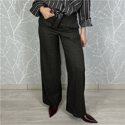 Pantalone A Quadri Con Cintura Art. Pfwp271, Taglia: M, Colore: MORO