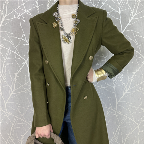 Cappotto Lungo Doppiopetto Con Bottoni Oro Art. Cp944, Taglia: M, Colore: MILITARE