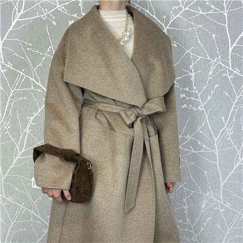 Cappotto Senza Bottoni Con Cinta In Vita Art. M1f0004, Taglia: 44, Colore: BEIGE