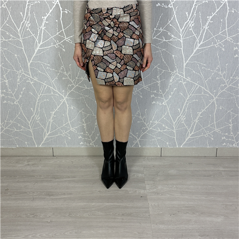 Minigonna Con Spacco Laterale In Tessuto Broccato Art. Sdbo3003