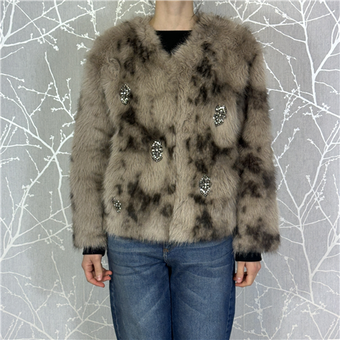 Ecopelliccia Camouflage Con Applicazione Gioiello Art. Ww25c039b