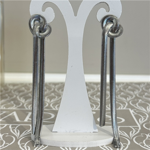 Orecchini Nodo Pendente, Taglia: U, Colore: ARGENTO