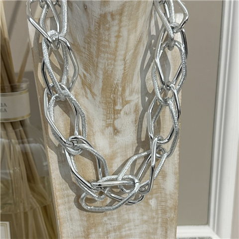 Catena A Maglia Grande Lucida E Satinata Art. 001, Taglia: U, Colore: ARGENTO