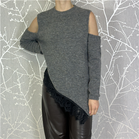 Maglia Cut Out Pizzo Sotto Art. Mfpp185, Taglia: U, Colore: GRIGIO