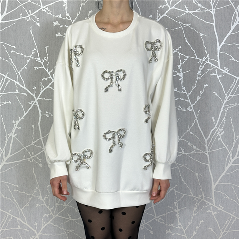 Felpa Over Con Applicazioni Di Fiocchi Gioiello Art. Nogara