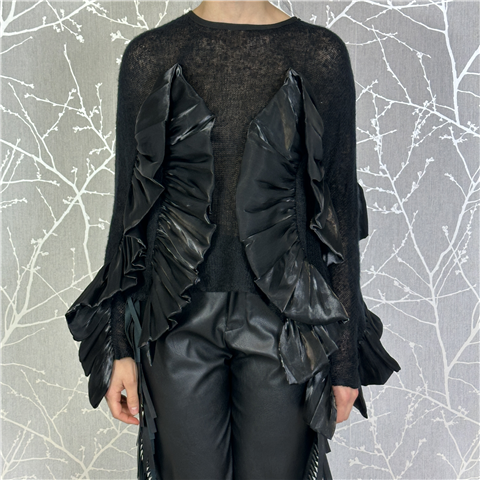 Maglia Asimmetrica Con Rouches In Tessuto Applicate Sulle Maniche Art. Ostana