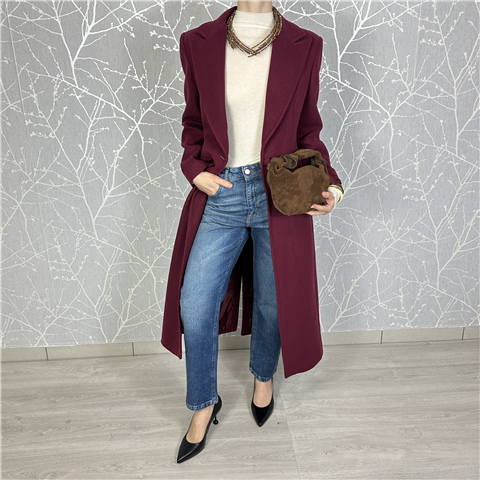 Cappotto Lungo Mono Bottone Art. Cp930basic, Taglia: L, Colore: BORDEAUX